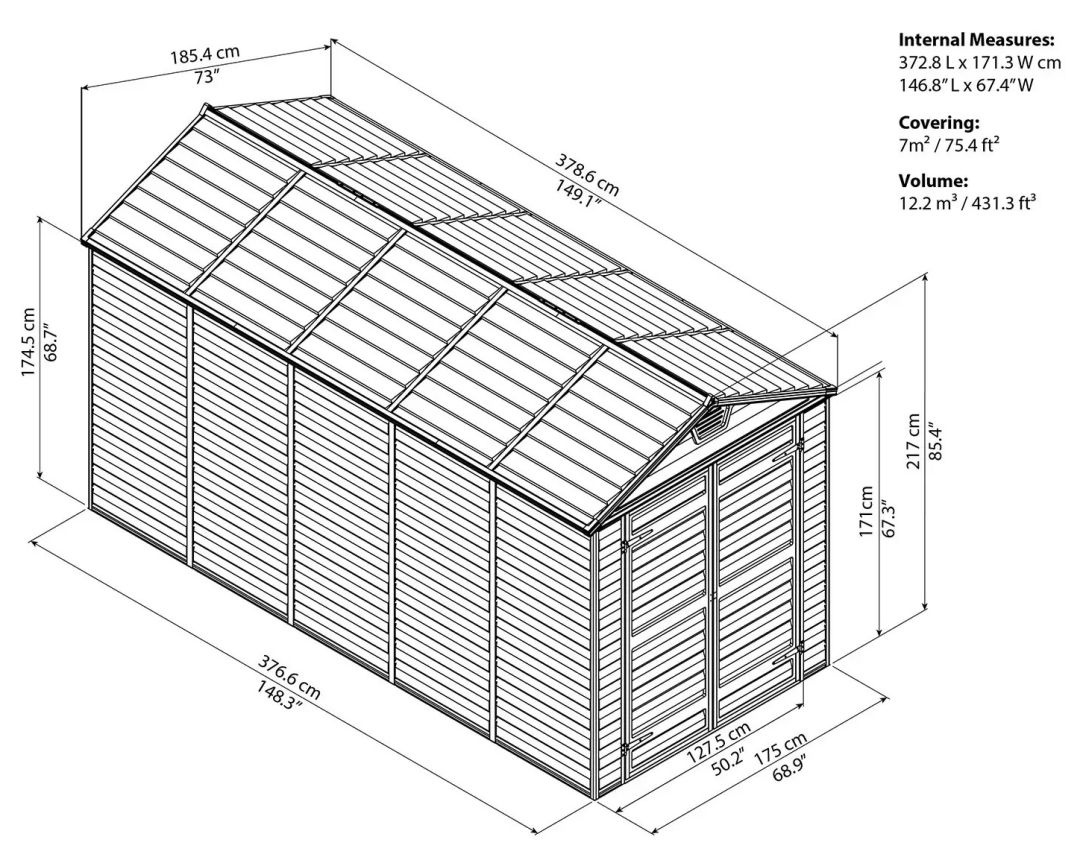 Хозблок пластиковый  Palram SkyLight 6x12 ft