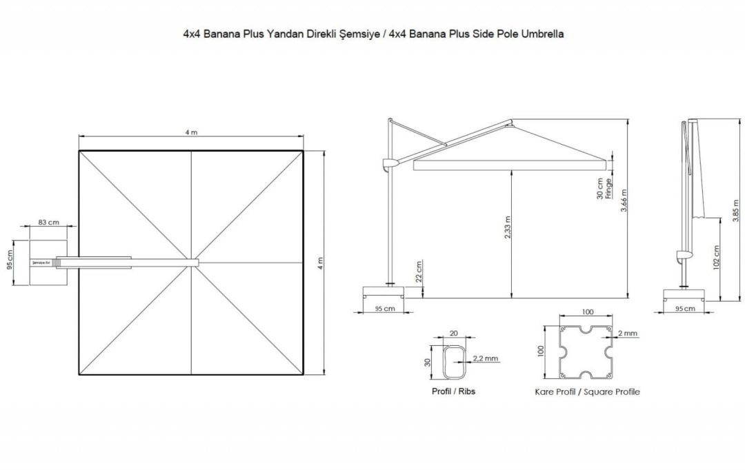Зонт профессиональный без плит Banana Plus Dickson
