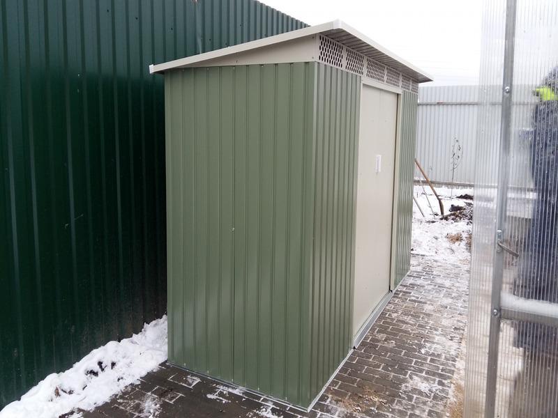 Металлический хозблок Greenstorage Белла B (dark-green) 117х267 см