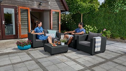 Столик Сальта / Саппоро с подушкой (Salta / Sapporo table with cushion) графит