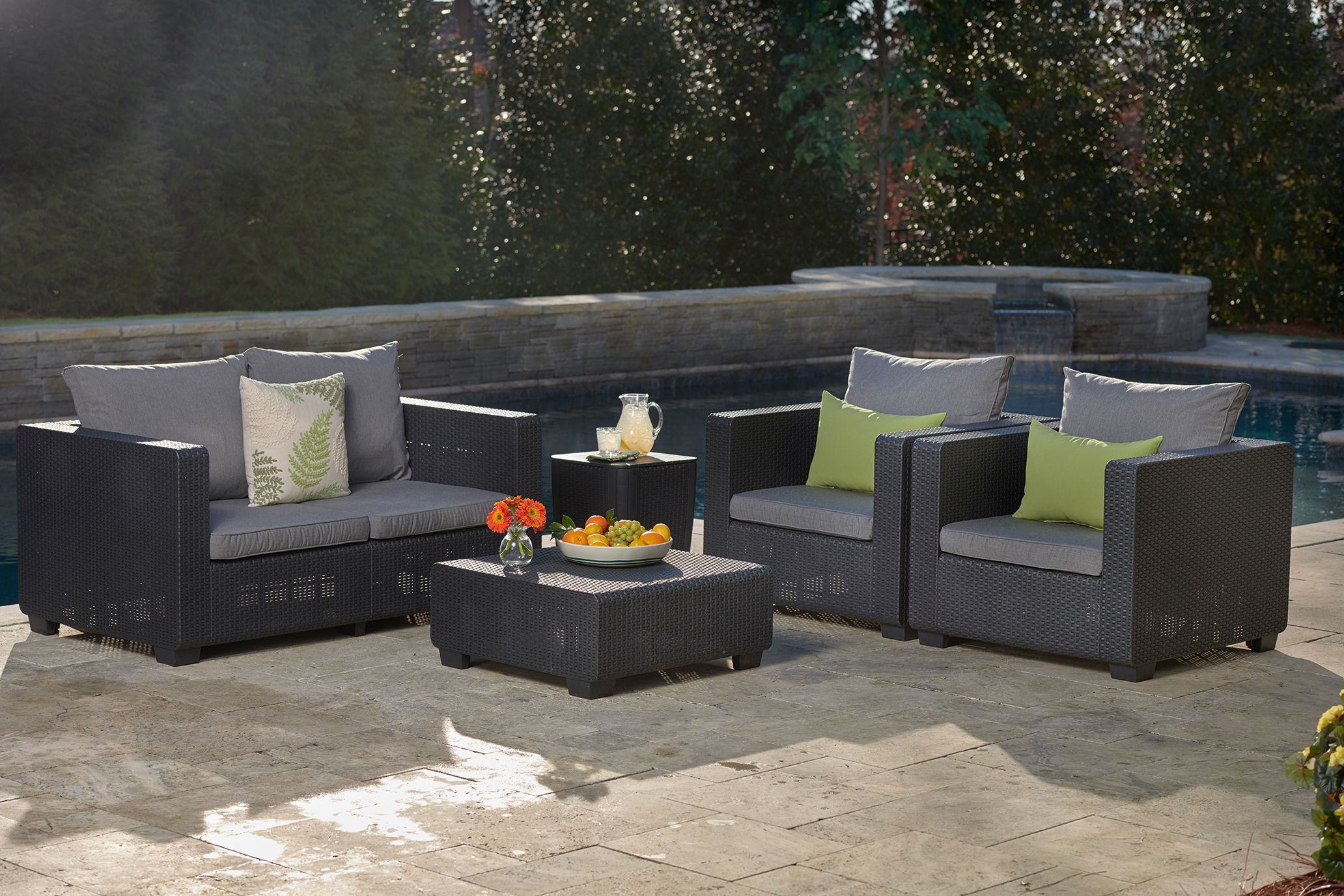 Столик Сальта / Саппоро с подушкой (Salta / Sapporo table with cushion) графит